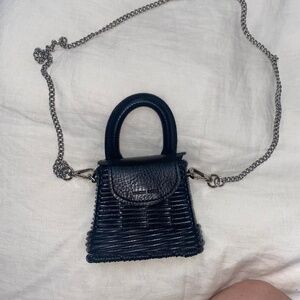 Wicker Wings - black wicker mini bag